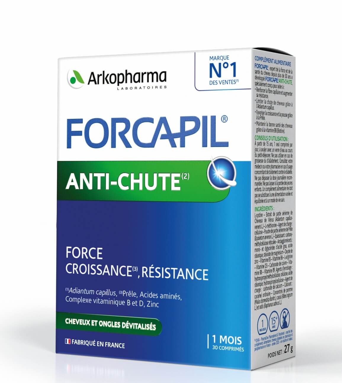 FORCAPIL® ANTI-CHUTE, maisto papildas nuo plaukų slinkimo, 30 tablečių