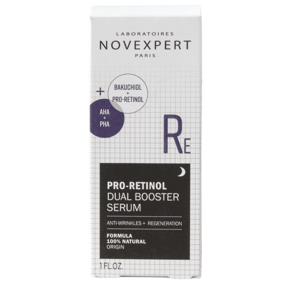 NOVEXPERT dvepojo poveikio serumas su bakučioliu+proretinoliu ir 10% AHA+PHA rūgštimis, 30ml