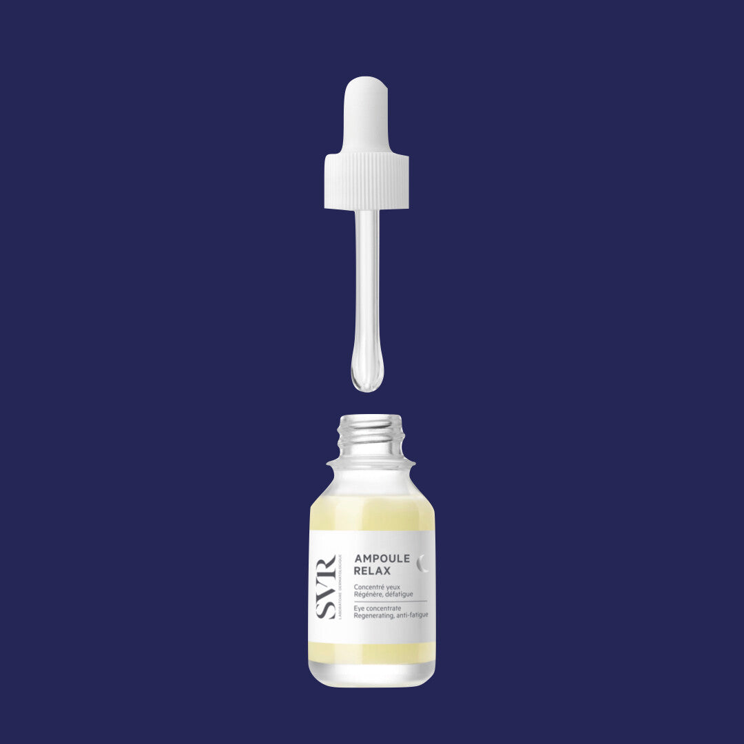 SVR naktinis paakių serumas jautriai, pavargusiai akių srities odai AMPOULE RELAX, 15 ml