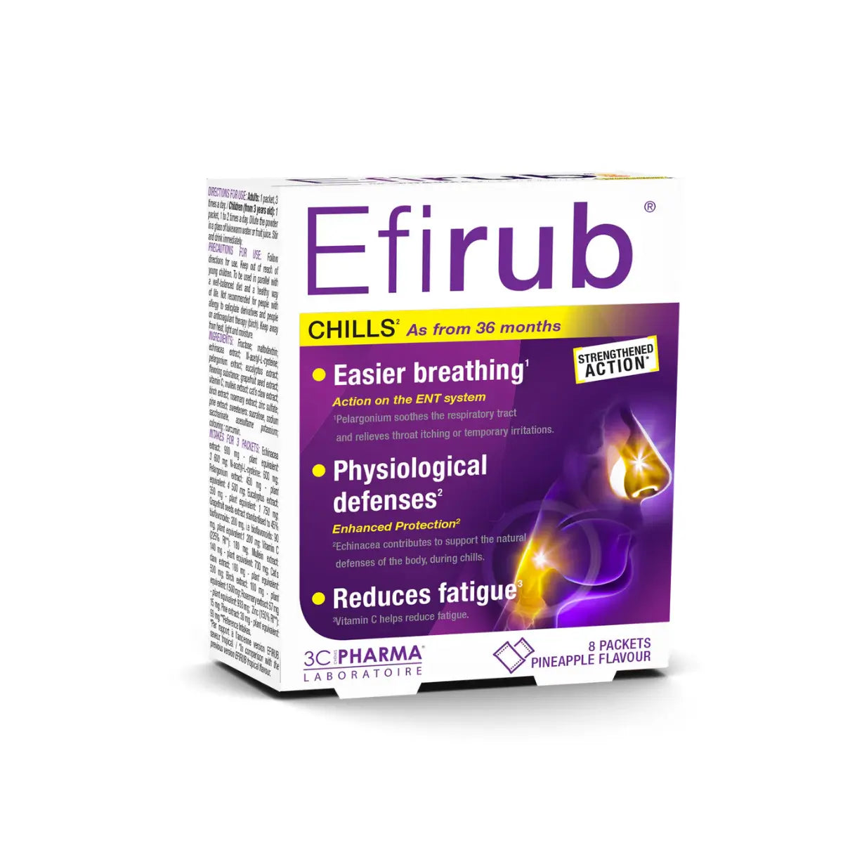 3C PHARMA EFIRUB derinys su „Katės nagu“ peršalus nuo 3 m. milt. 8 pakeliai