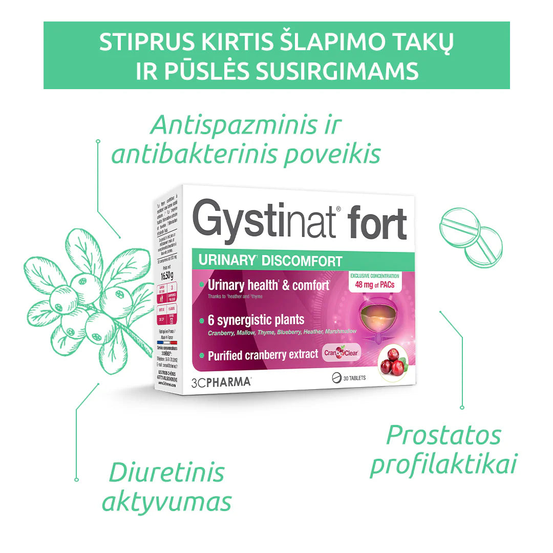 3C PHARMA GYSTINAT FORT šlapimo sistemos komfortui 30 tablečių