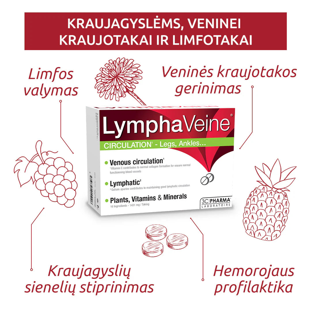 3C PHARMA LYMPHAVEINE veninei kraujotakai 60 tablečių