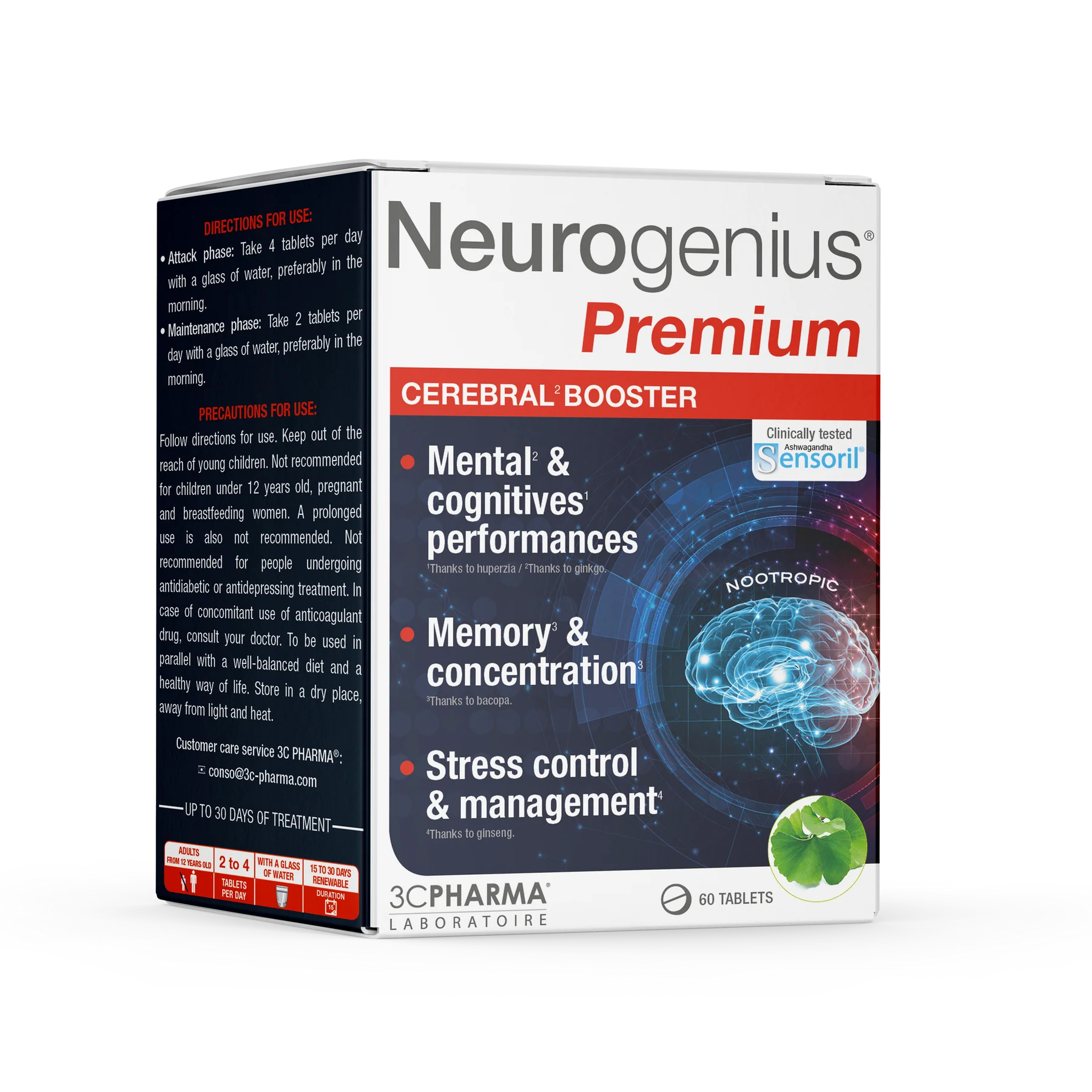 3C PHARMA NEUROGENIUS PREMIUM nuo 12 m. 60 tablečių