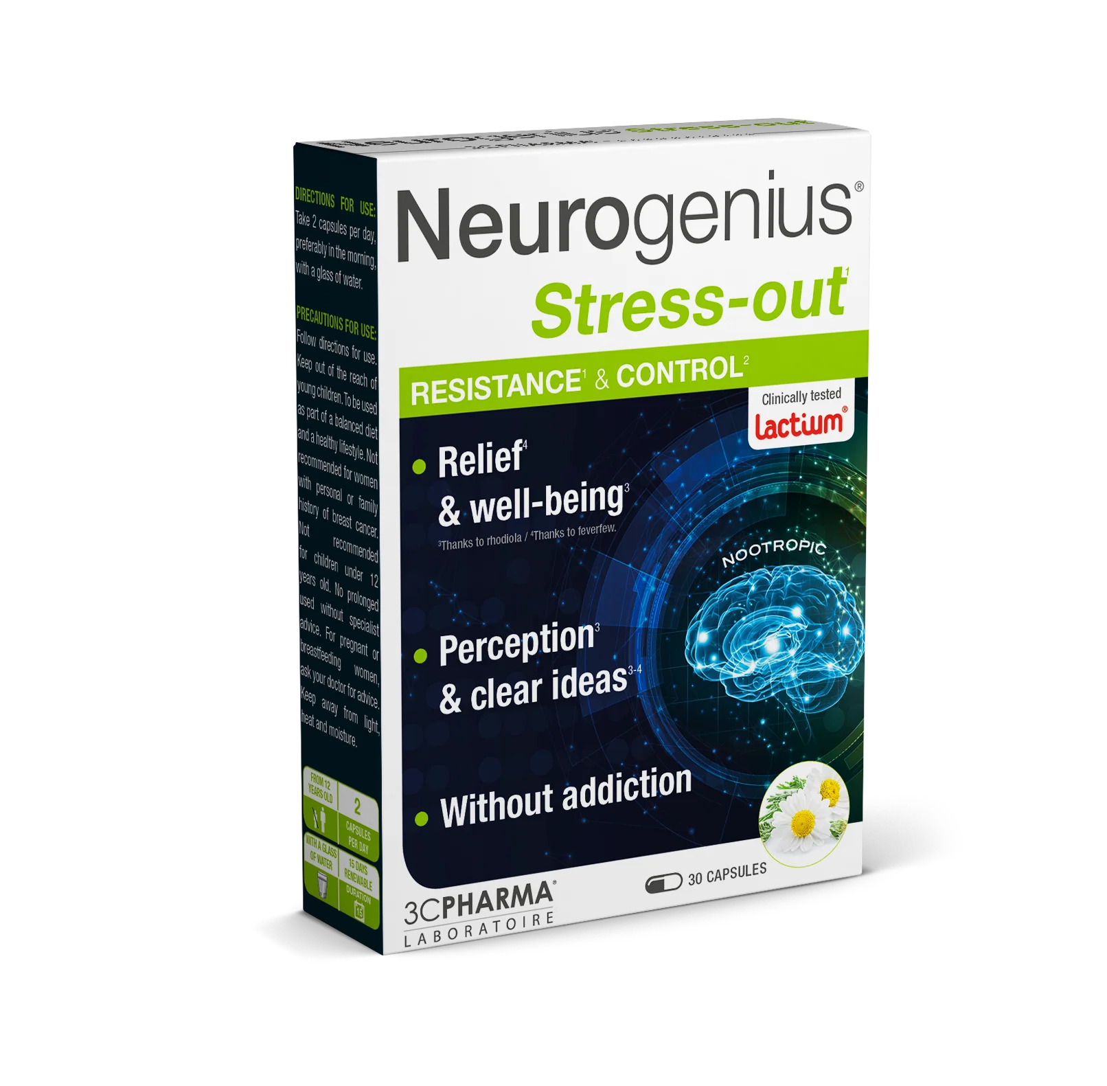 3C PHARMA NEUROGENIUS STRESS-OUT nuo 12 m. 30 kapsulių