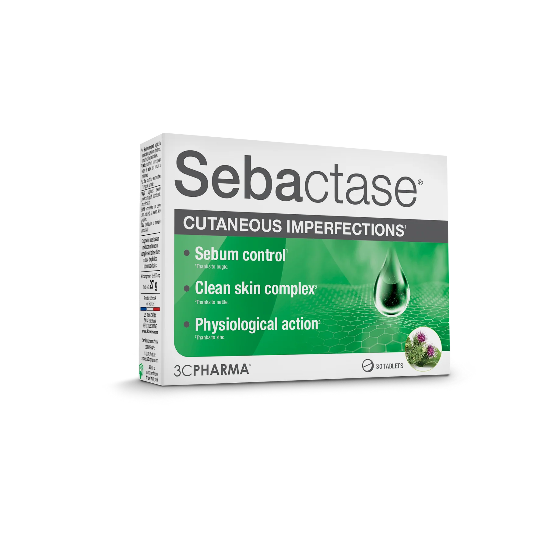 3C PHARMA SEBACTASE odai 30 tablečių