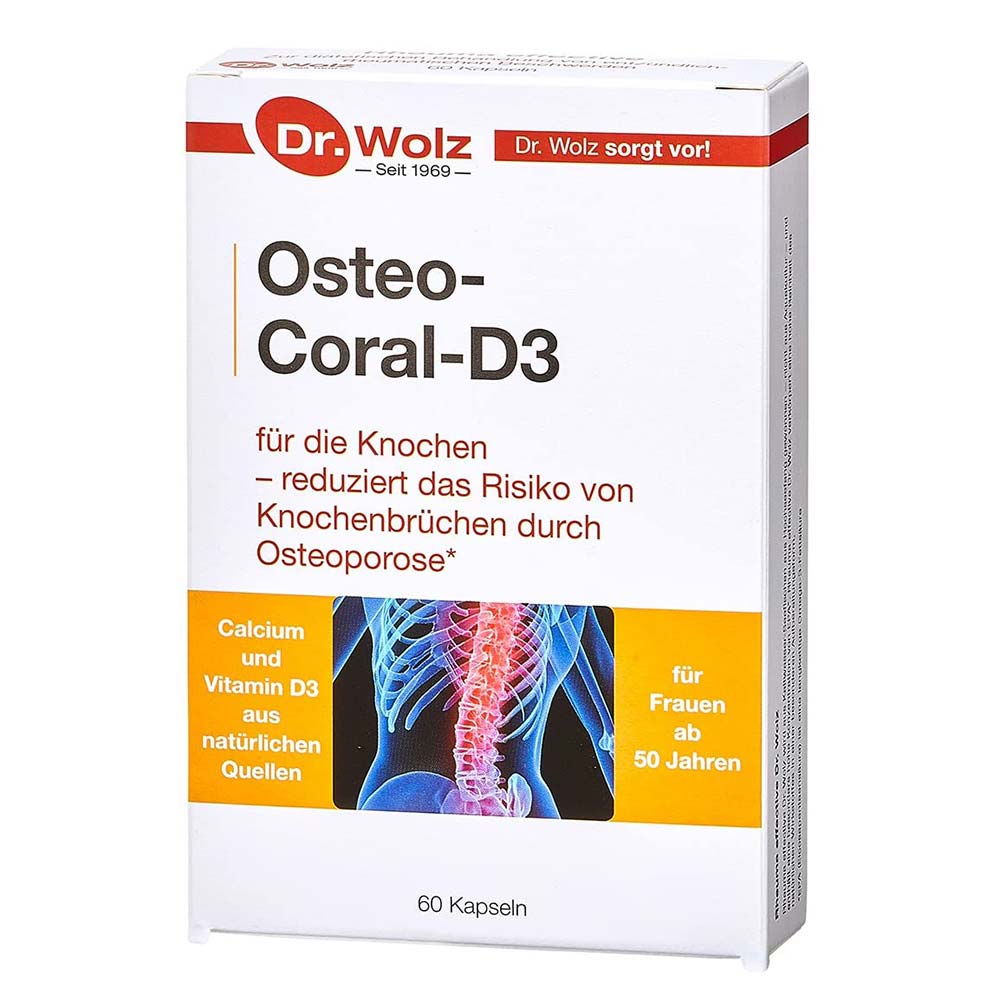 DR. WOLZ, Osteo-Coral-D3, 60 kapsulių