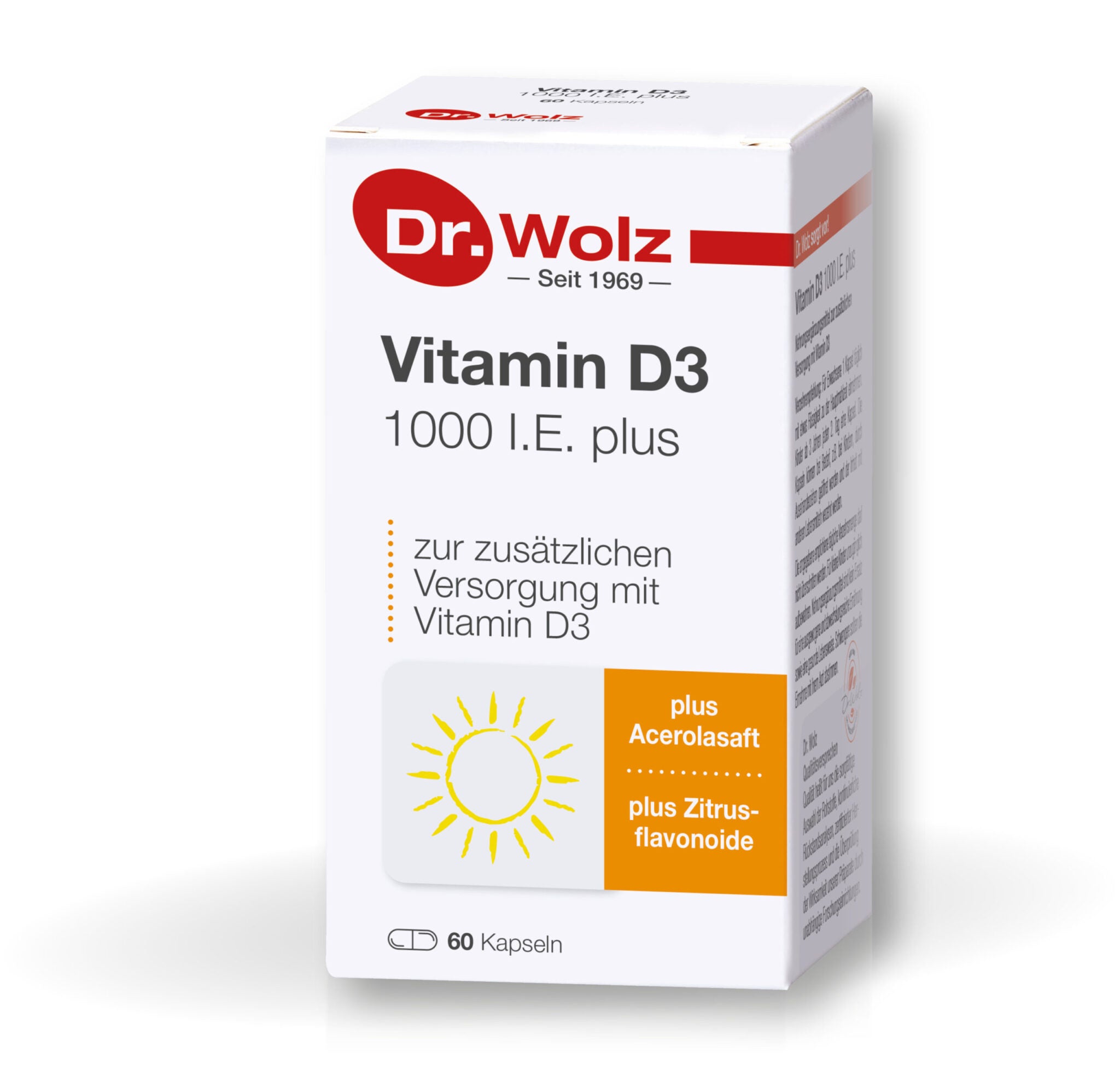 DR. WOLZ, Vitamin D3 1000 I.E.plus, 60 kapsulių