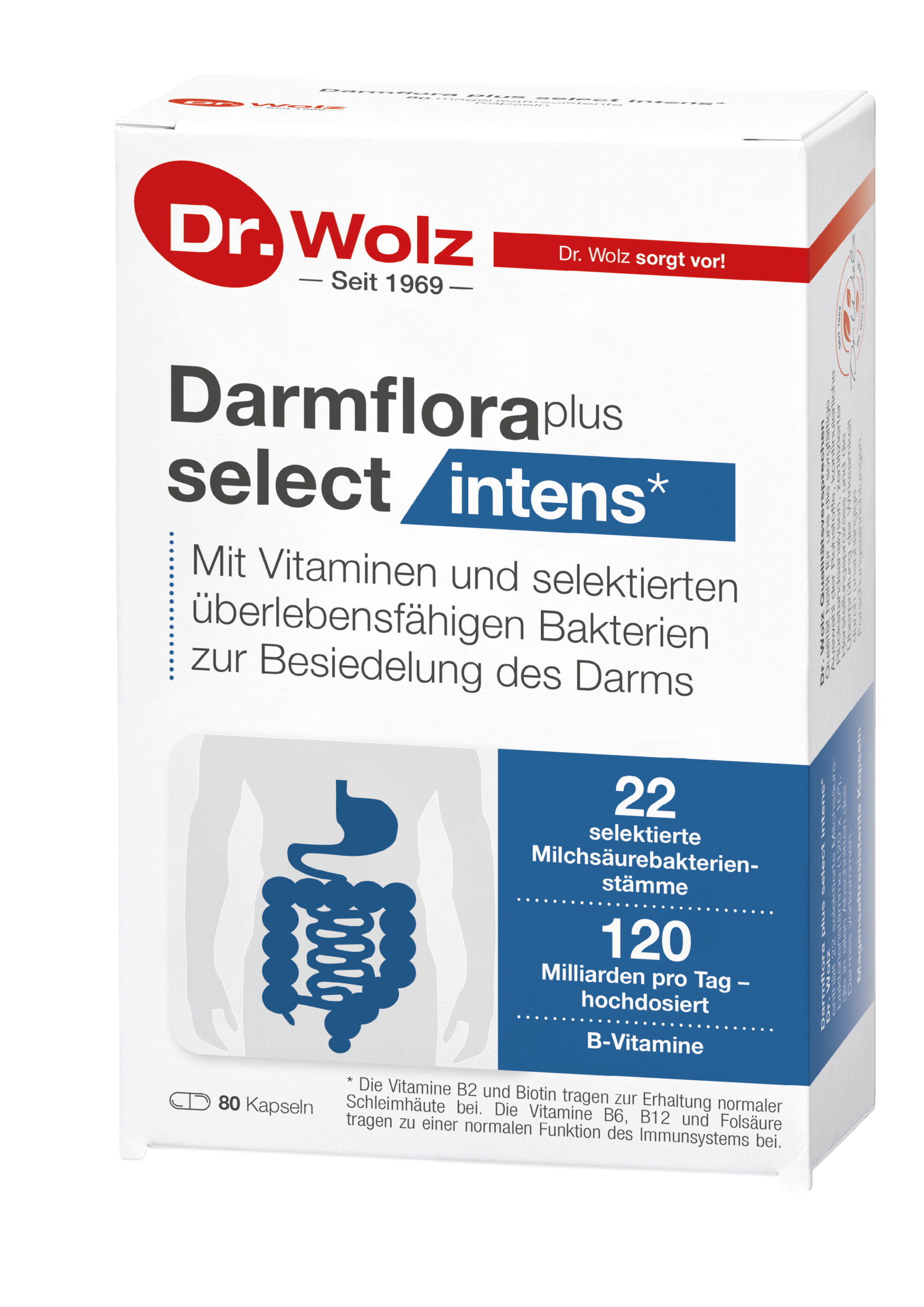 DR. WOLZ, DARMFLORA PLUS SELECT COMPLEX žarnynui, 80 kapsulių