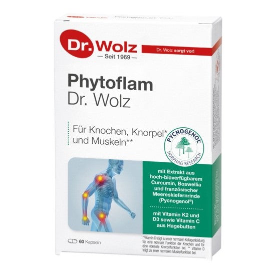 DR. WOLZ, PHYTOFLAM kaulams, sąnariams, 60 kapsulių