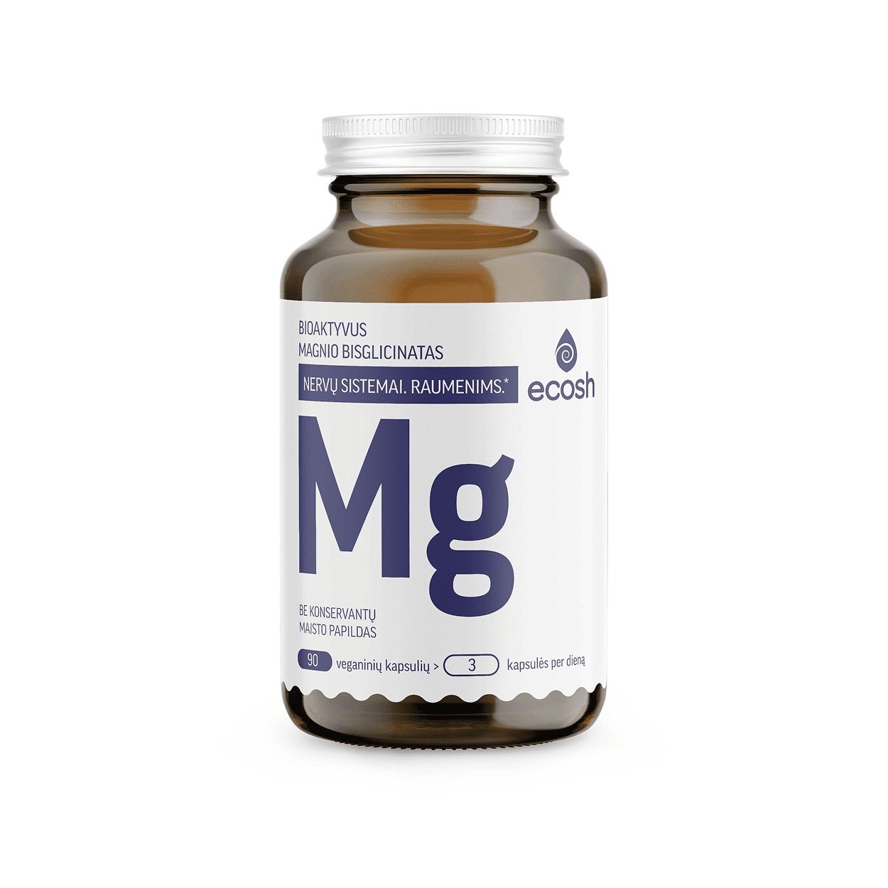 ECOSH bioaktyvus Magnis, bisglicinatas 90 mg, su vitaminu B6, 90 kapsulių