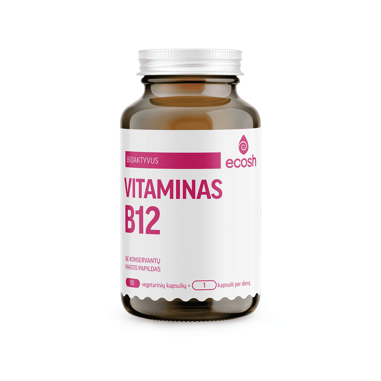 ECOSH bioaktyvus vitaminas B12, 1200µg, 90 kapsulių