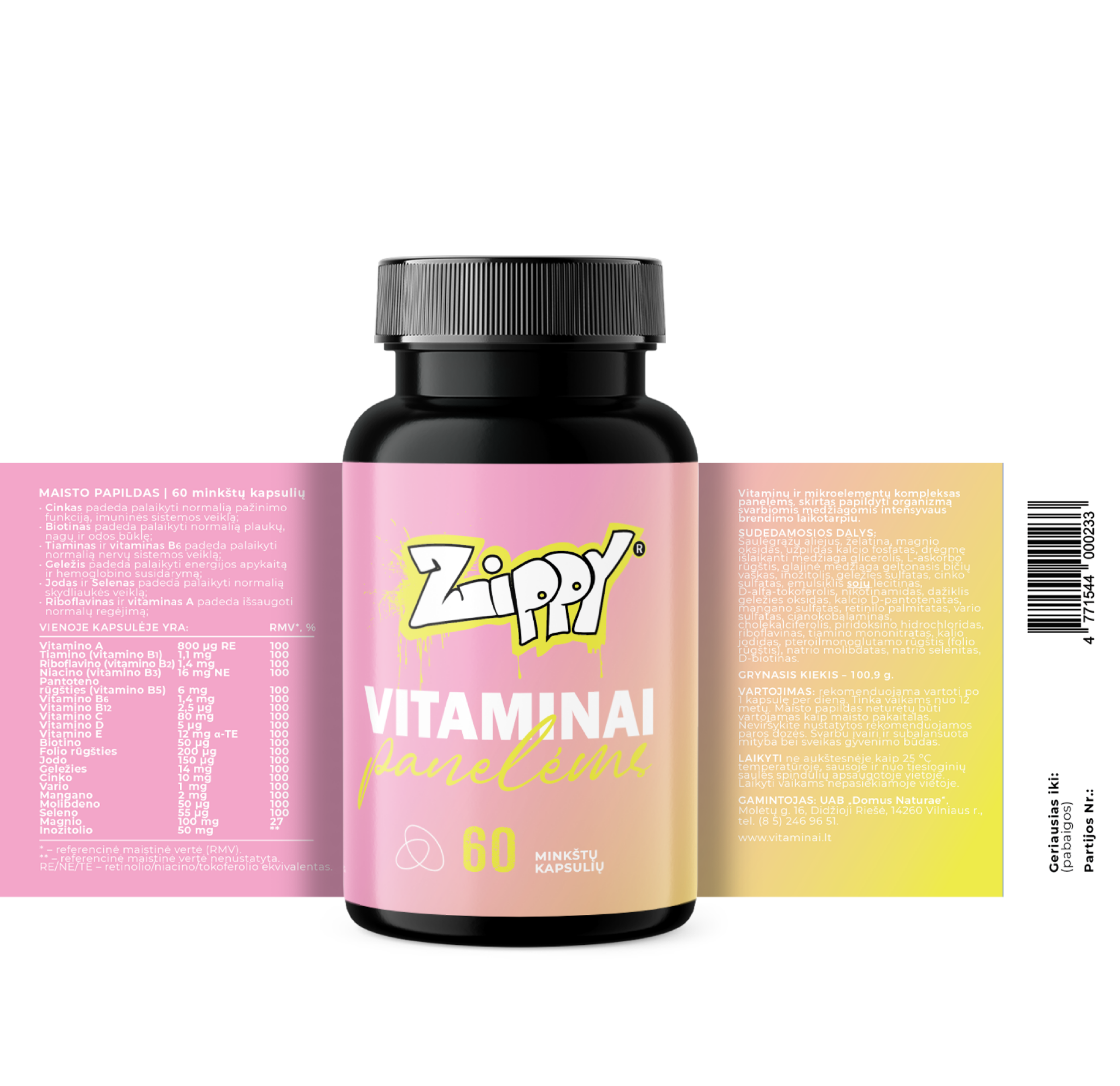 GAMTOS NAMAI, vitaminai panelėms ZIPPY, 60 kapsulių