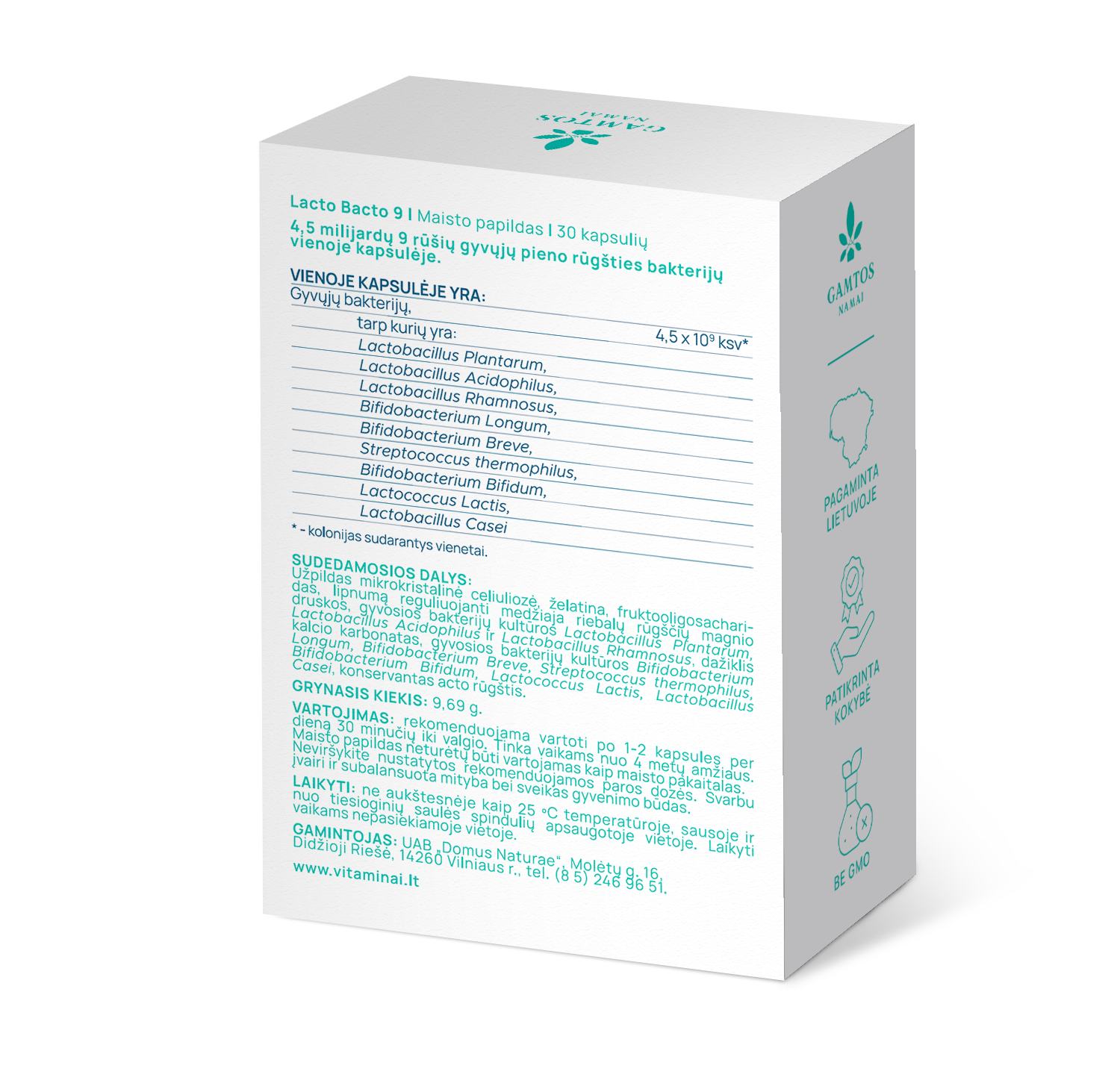GAMTOS NAMAI, GEROSIOS BAKTERIJOS LACTO BACTO, 30 kapsulių