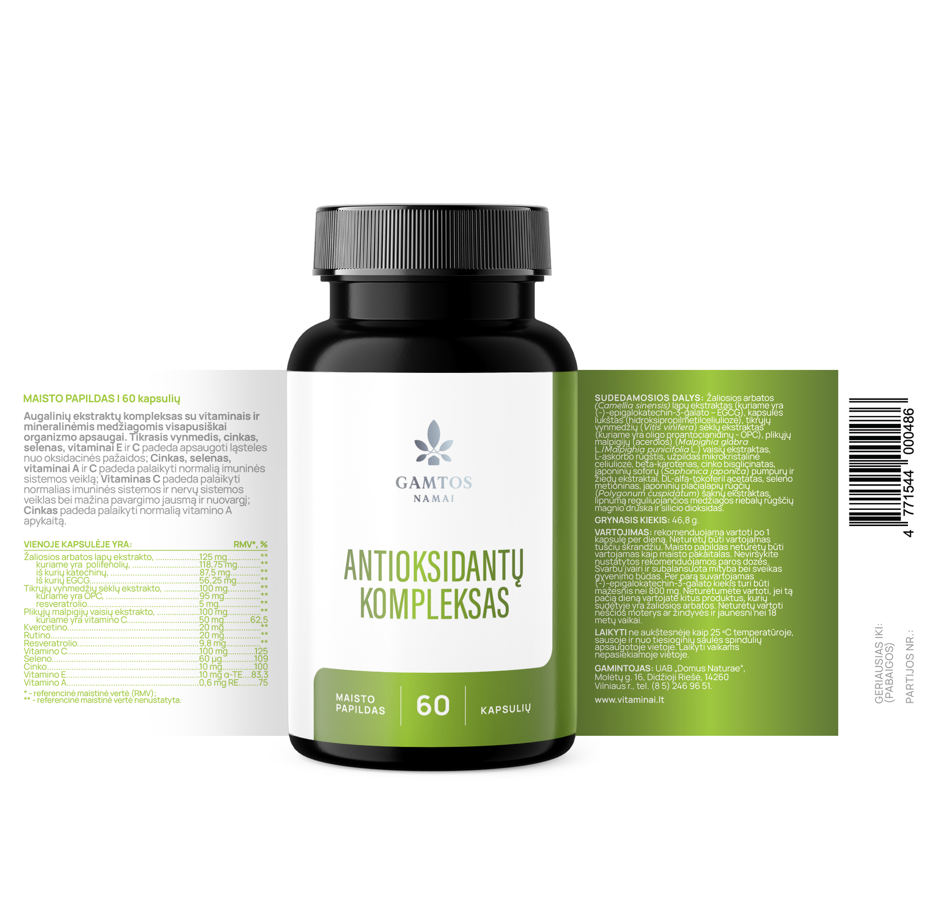 GAMTOS NAMAI, ANTIOKSIDANTŲ KOMPLEKSAS, 60 kapsulių