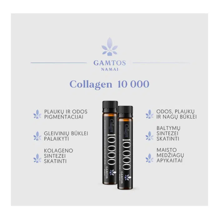 GAMTOS NAMAI, COLLAGEN 10 000+HIALIURONO RŪGŠTIS SHOTS, 25 ml x 14 VNT