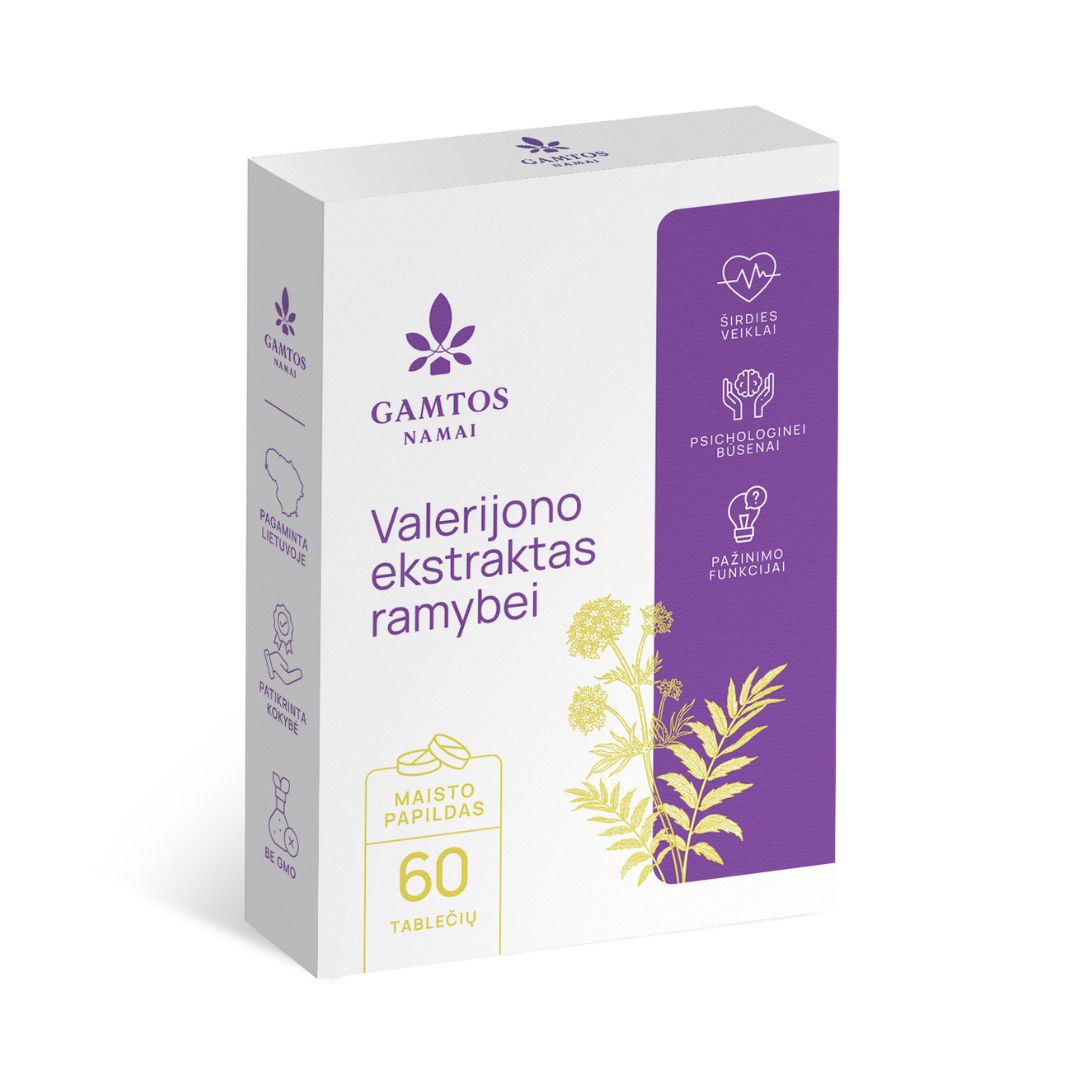 GAMTOS NAMAI, VALERIJONO EKSTRAKTAS RAMYBEI, 60 tablečių