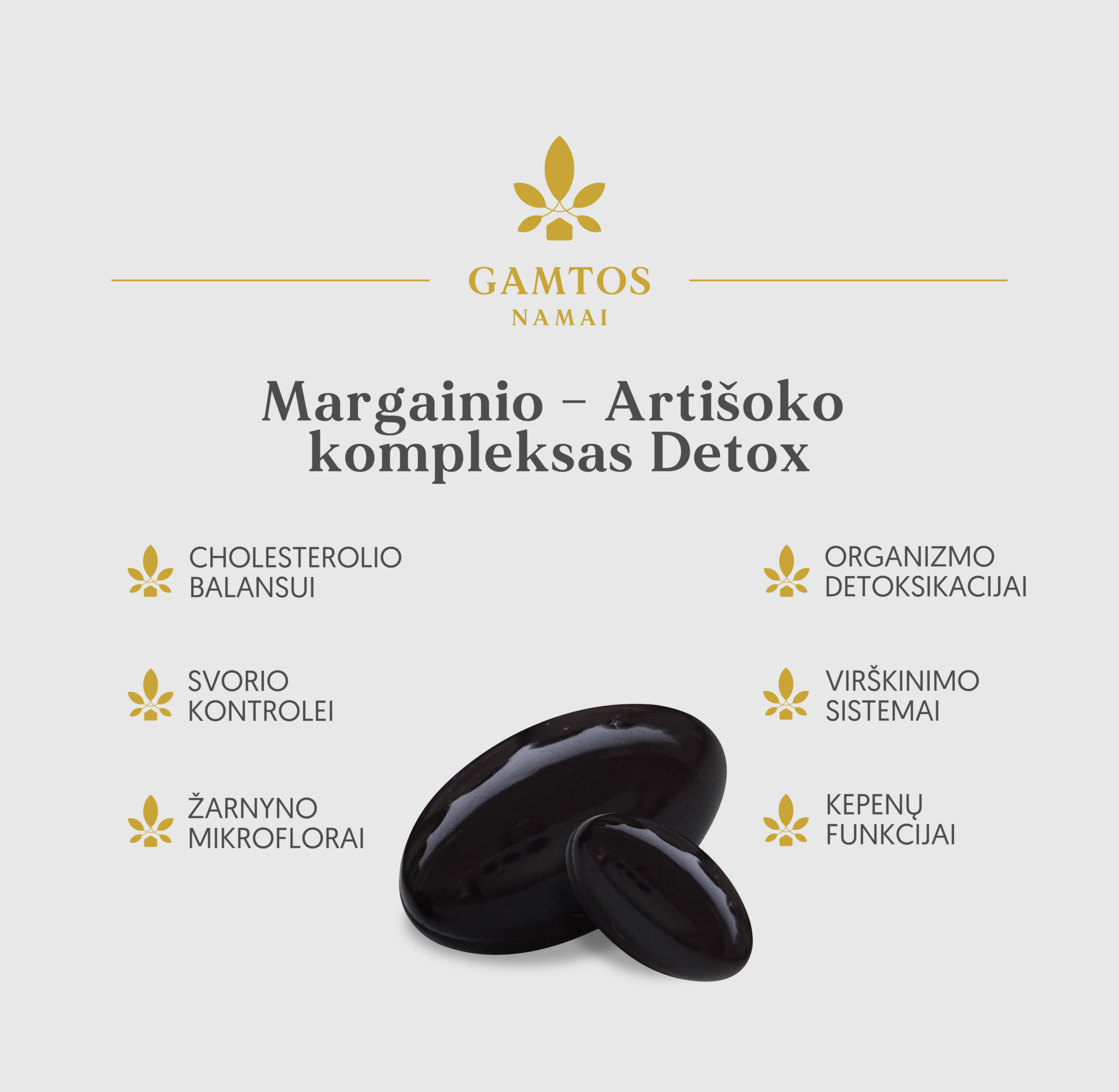GAMTOS NAMAI, MARGAINIO-ARTIŠOKO KOMPLEKSAS DETOX, 90 minkštų kapsulių