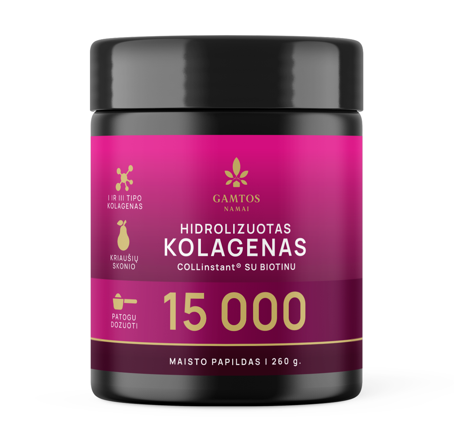 GAMTOS NAMAI, HIDROLIZUOTAS KOLAGENAS COLLinstant® 15 000 SU BIOTINU, 260 gr.