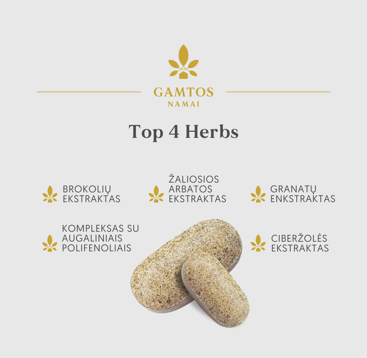 GAMTOS NAMAI, TOP 4 HERBS, 30 tablečių