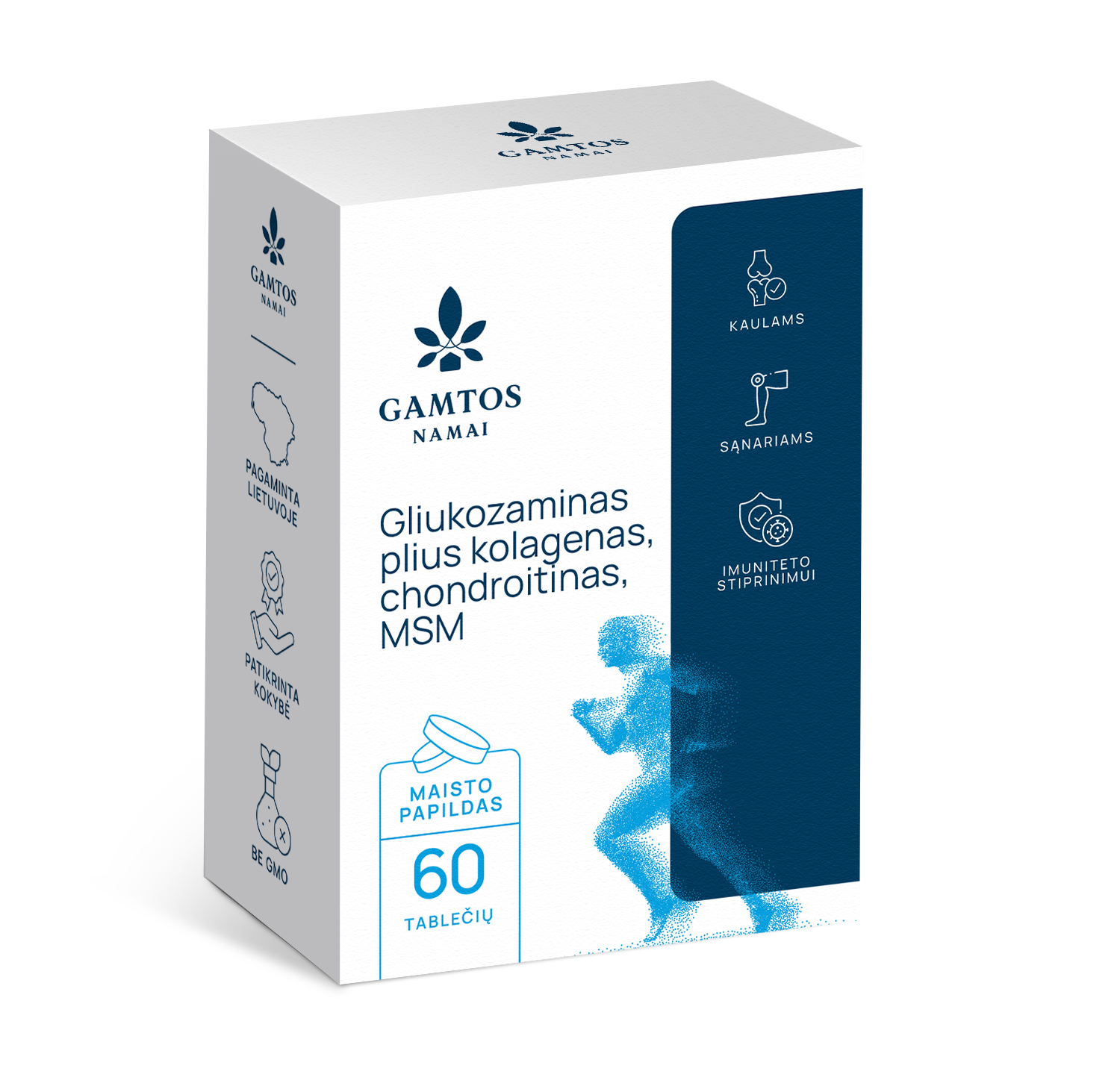 GAMTOS NAMAI, GLIUKOZAMINAS, KOLAGENAS, CHONDROITINAS, MSM, 60 tablečių