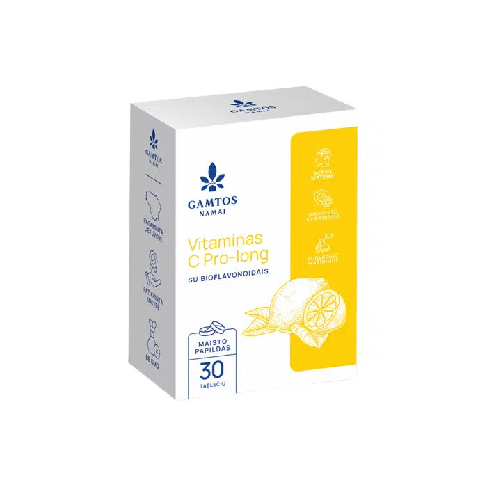 GAMTOS NAMAI, VITAMINAS C PROLONG SU BIOFLAVONOIDAIS 500 mg, 30 tablečių