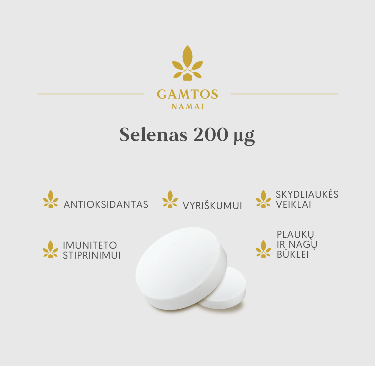 GAMTOS NAMAI, SELENAS 200 μg, 90 tablečių