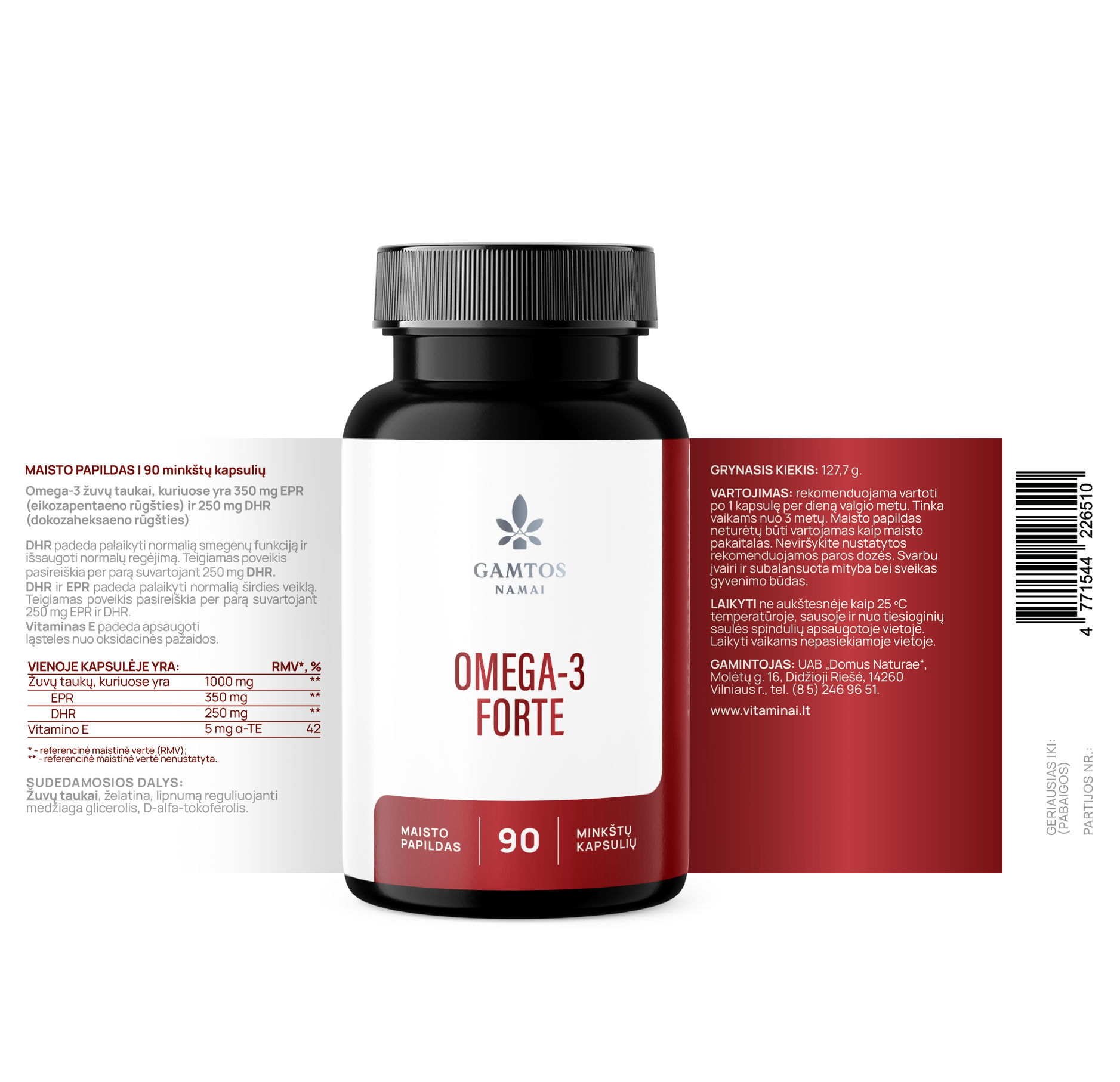 GAMTOS NAMAI, OMEGA-3 FORTE 1000 mg, 90 minkštų kapsulių