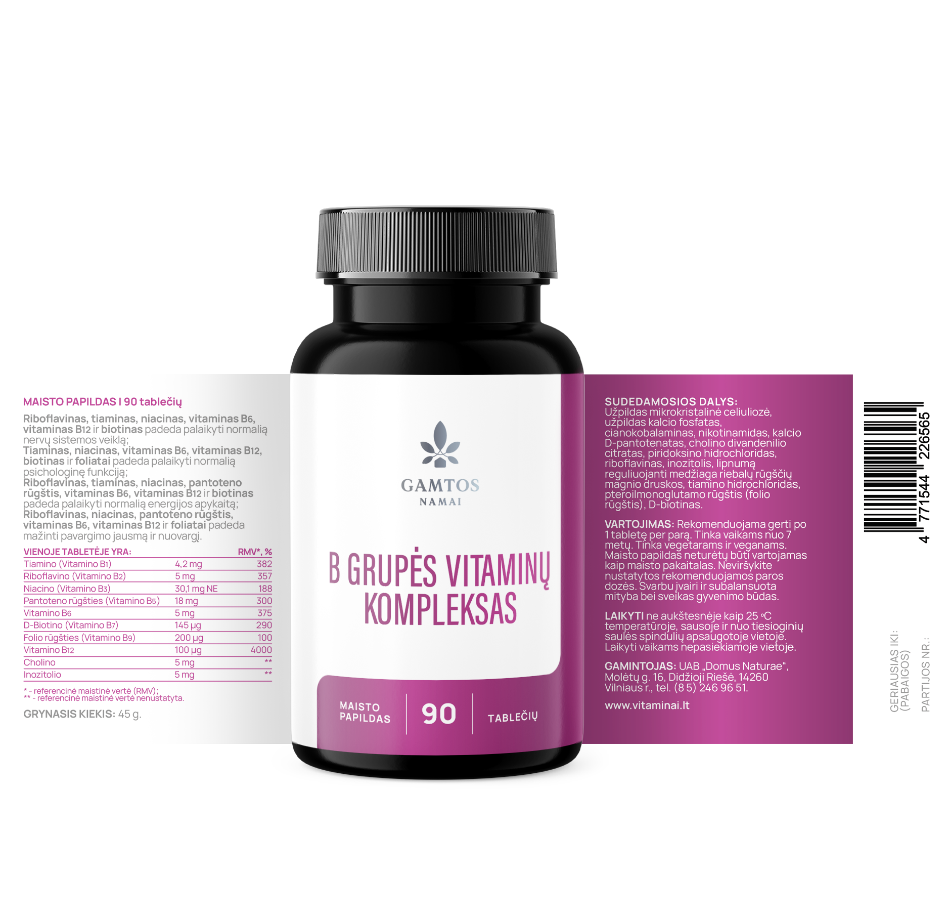 GAMTOS NAMAI, B GRUPĖS VITAMINŲ KOMPLEKSAS, 90 tablečių