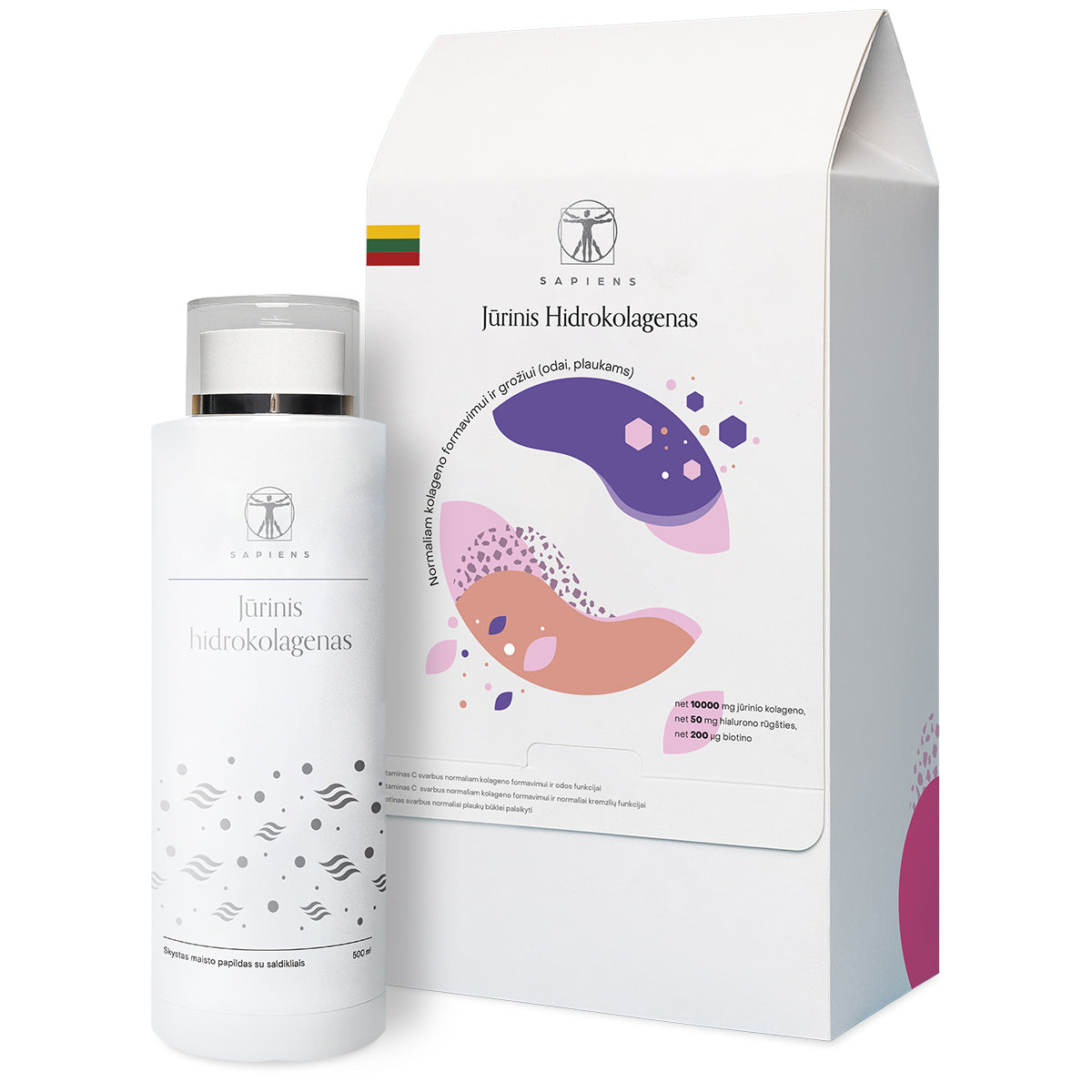 SAPIENS Jūrinis hidrokolagenas (su hialuronu), 500 ml