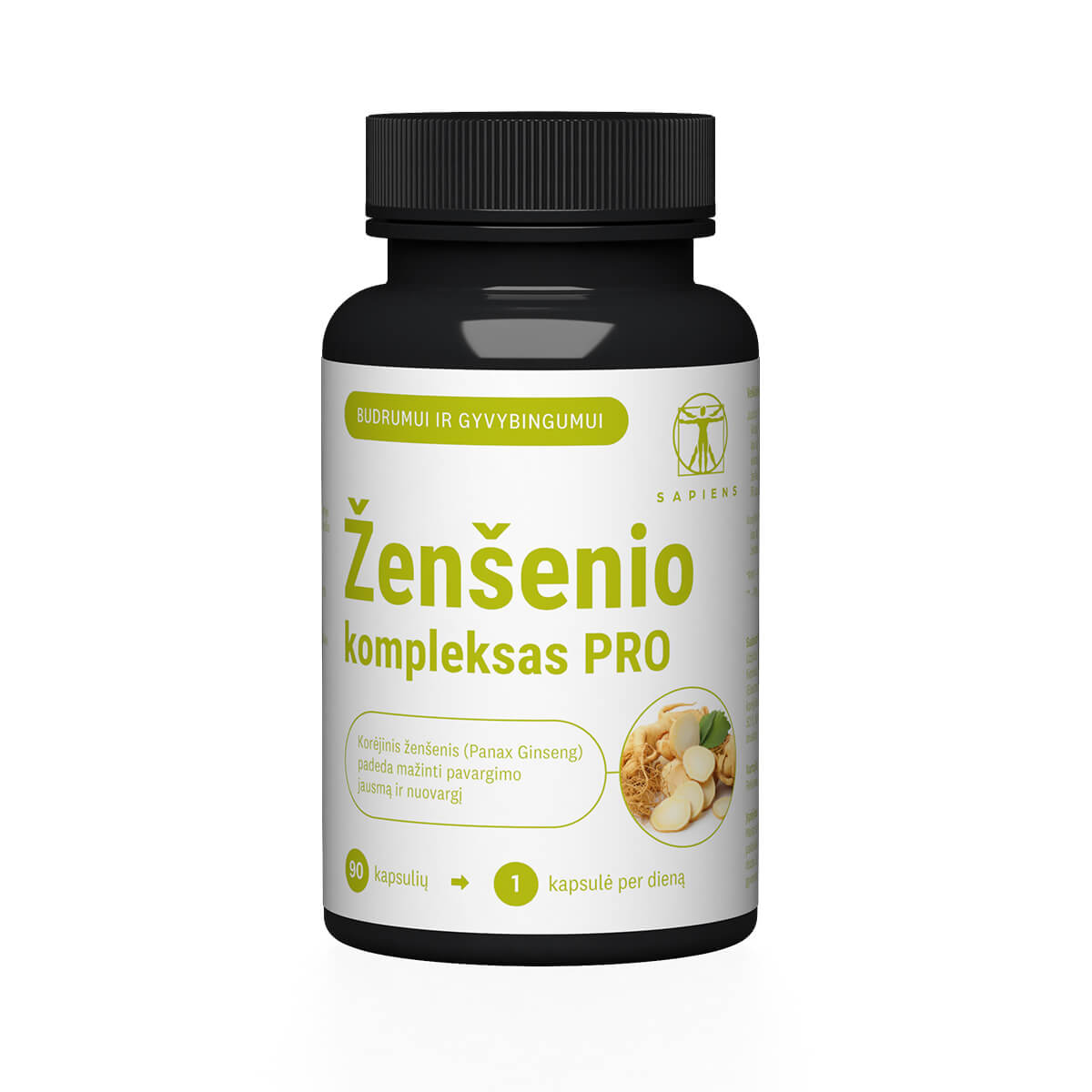 SAPIENS Ženšenio kompleksas PRO, 90 kapsulių