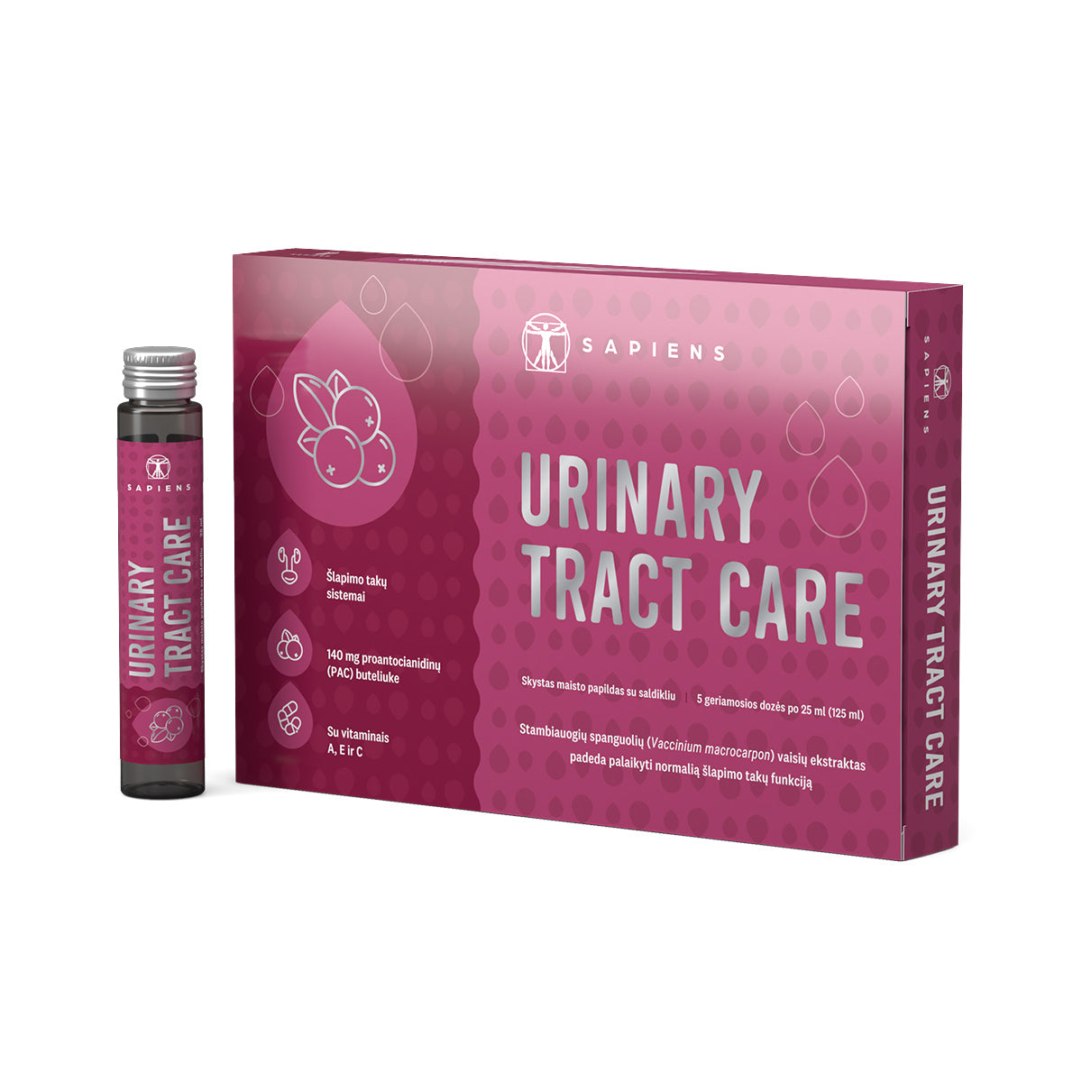 SAPIENS maisto papildas Urinary Tract Care, 5 geriamosios dozės po 25 ml