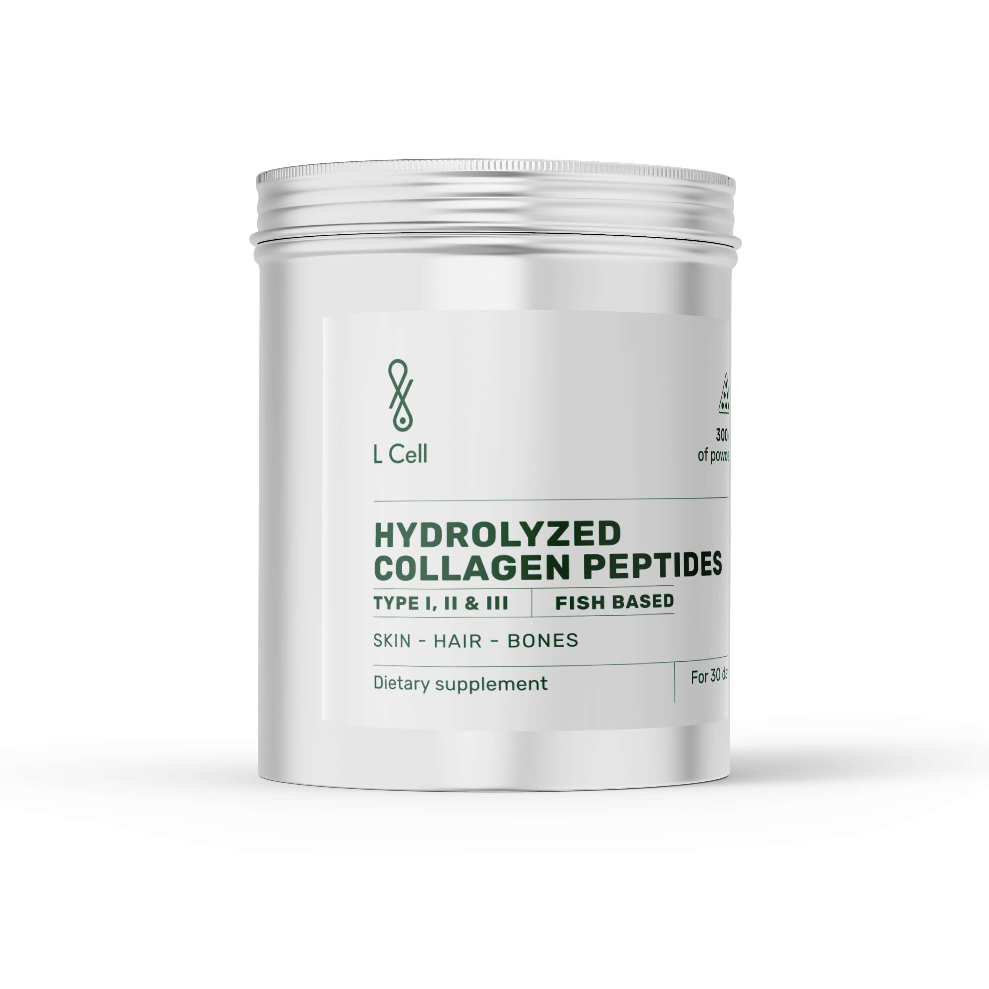 L Cell Hidrolizuoti kolageno peptidai (jūriniai), milteliai, 300 g