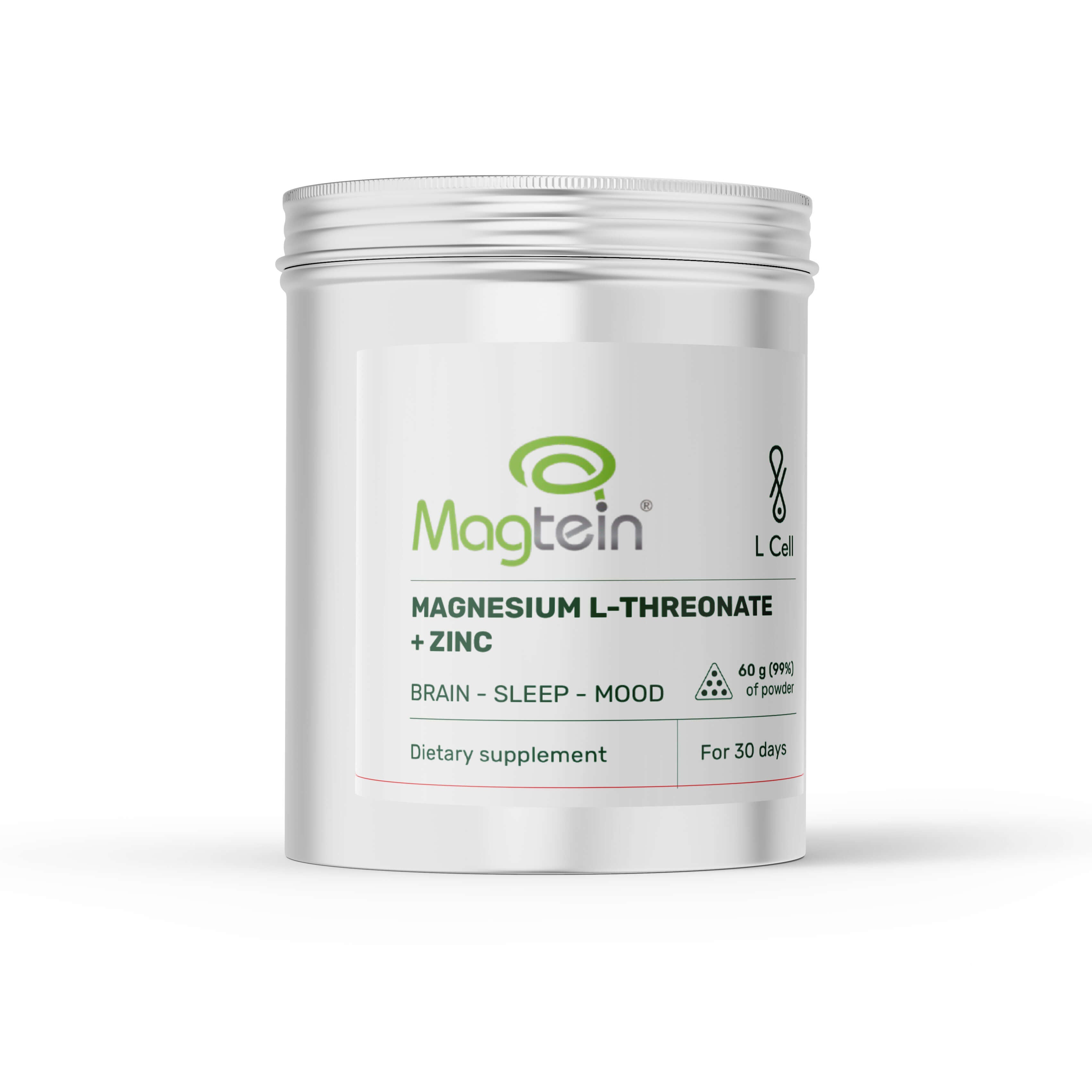 L Cell Magnio L-Treonatas, milteliai, 60 g