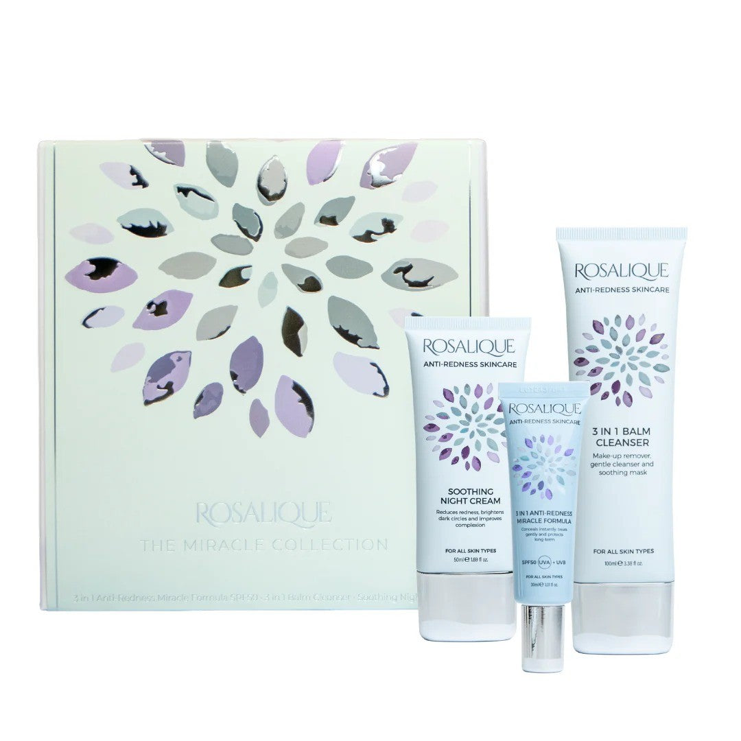 ROSALIQUE MIRACLE rinkinys: dieninis kremas 30 ml, valomasis balzamas 100 ml, naktinis kremas 50 ml
