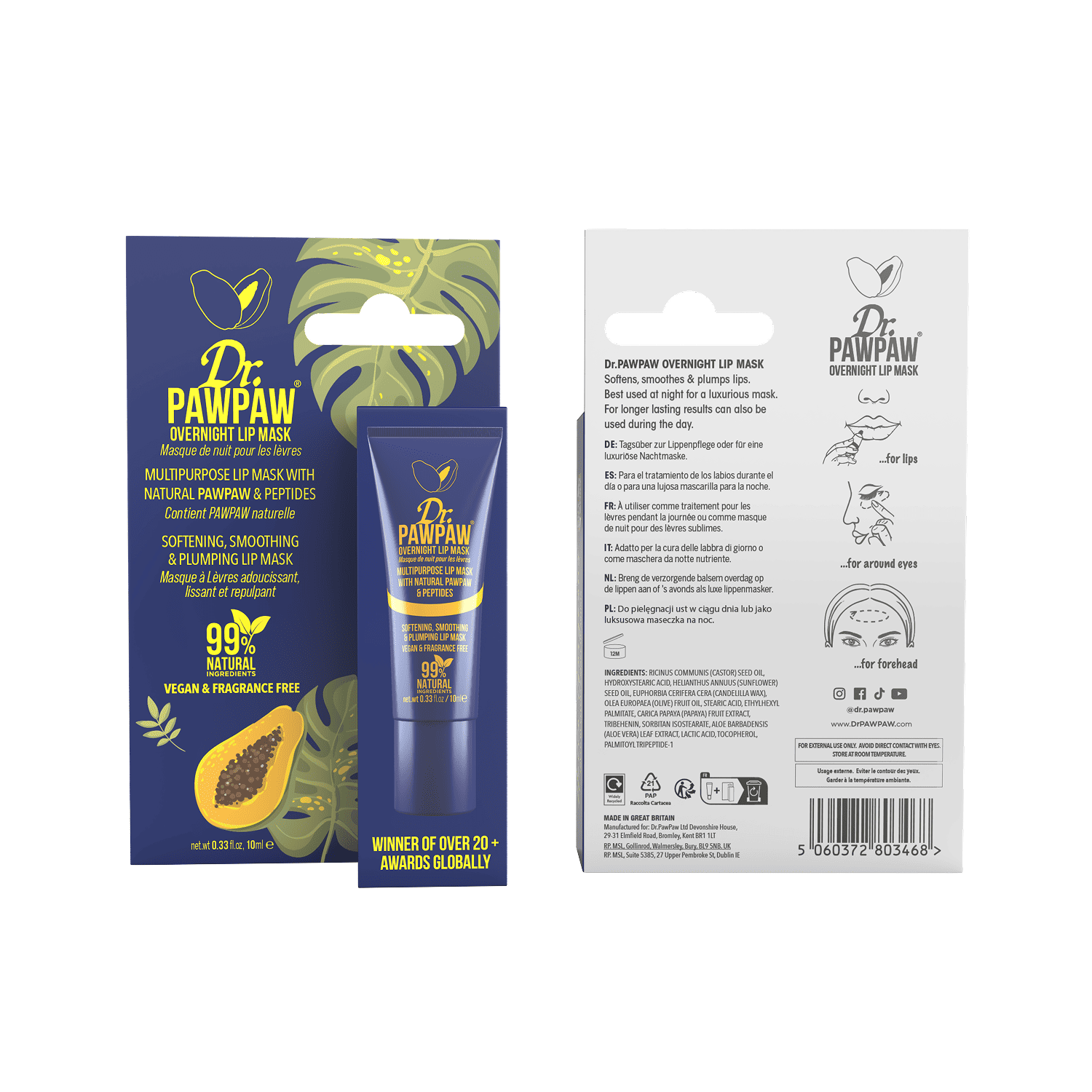 Dr.PAWPAW Overnight Lip naktinis lūpų kaukė - balzamas 10ml