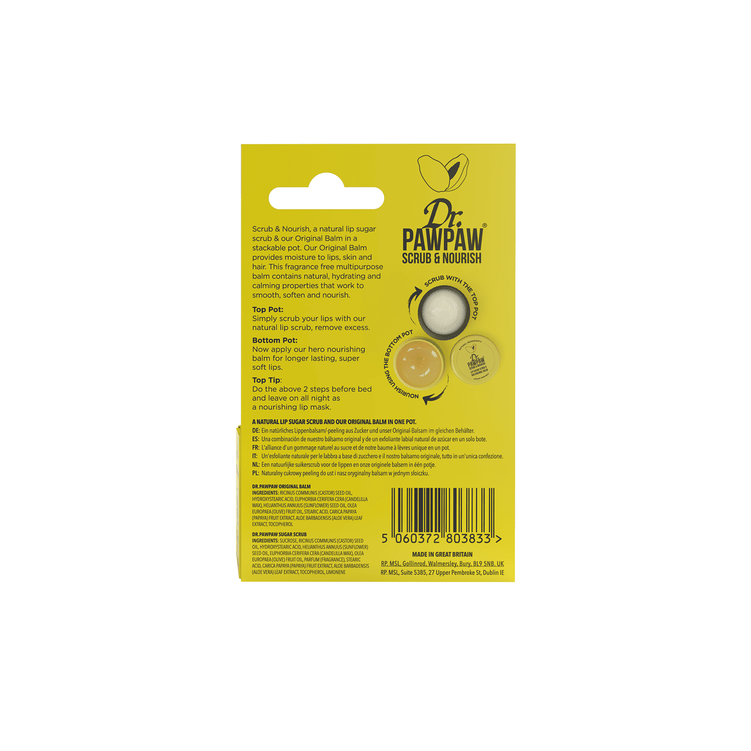 Dr.PAWPAW Scrub & Nourish lūpų šveitiklis-balzamas 16g