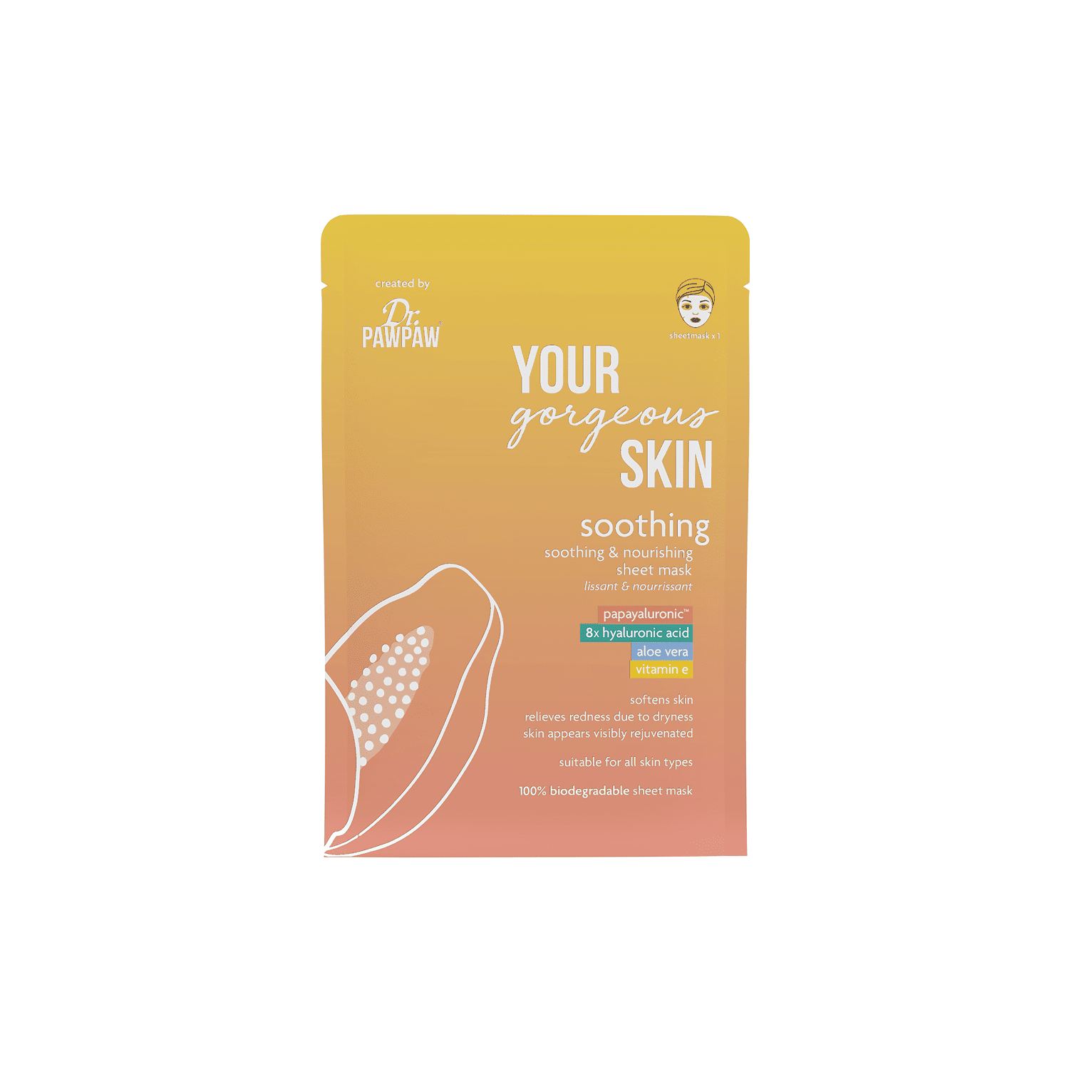 Dr.PAWPAW Soothing Sheet raminamoji lakštinė veido kaukė 25ml