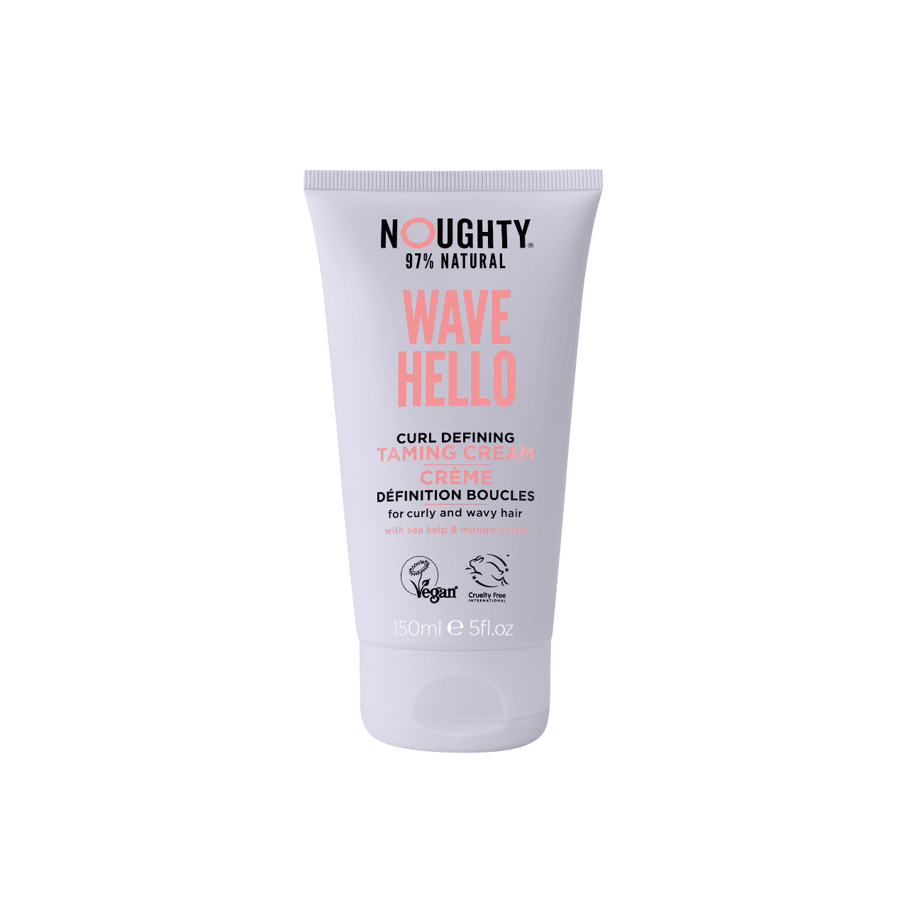 NOUGHTY Wave Hello garbanas pabrėžiantis kremas garbanotiems ir banguotiems plaukams su jūros dumblių ekstraktais ir mangų sviestu , 150 ml