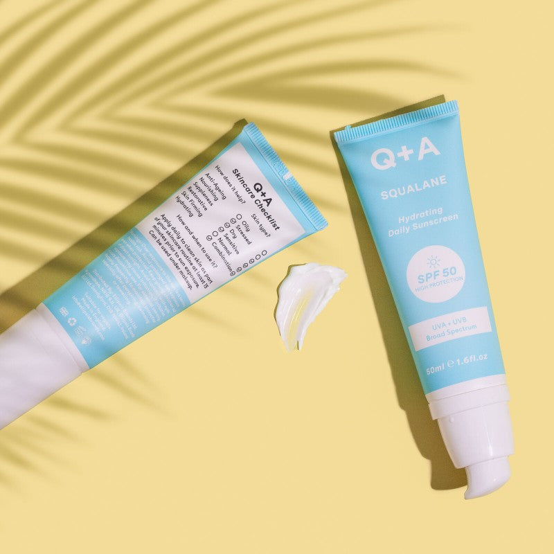 Q+A, Squalane Hydrating SPF50 Drėkinamasis veido kremas nuo saulės, 50ml