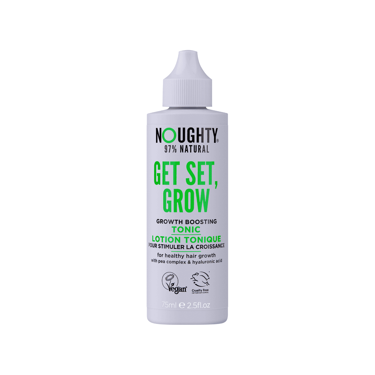 NOUGHTY Get Set Grow plaukų augimą skatinantis tonikas su hialurono rūgštimi ir žirnių kompleksu, 75 ml