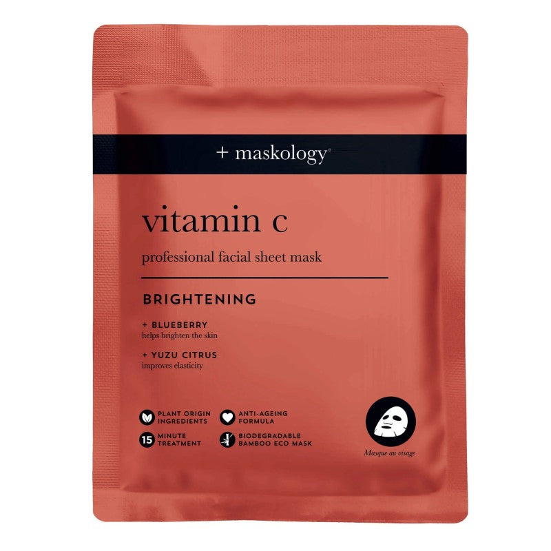 MASKOLOGY, VITAMIN-C Professional Sheet Mask Lakštinė veido kaukė su vitaminu C, 22ml