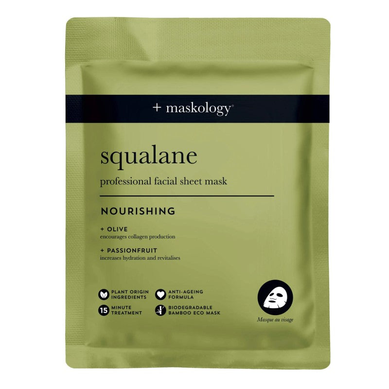 MASKOLOGY, SQUALANE Professional Sheet Mask Lakštinė veido kaukė su skvalanu, 22ml
