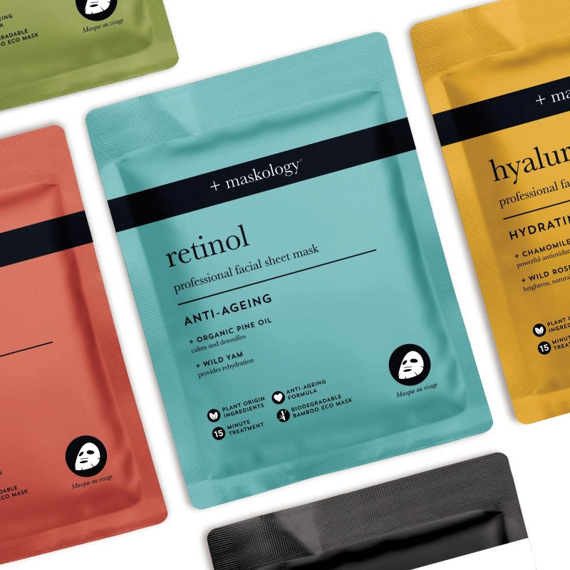 MASKOLOGY, RETINOL Professional Sheet Mask Lakštinė veido kaukė su retinoliu, 22ml