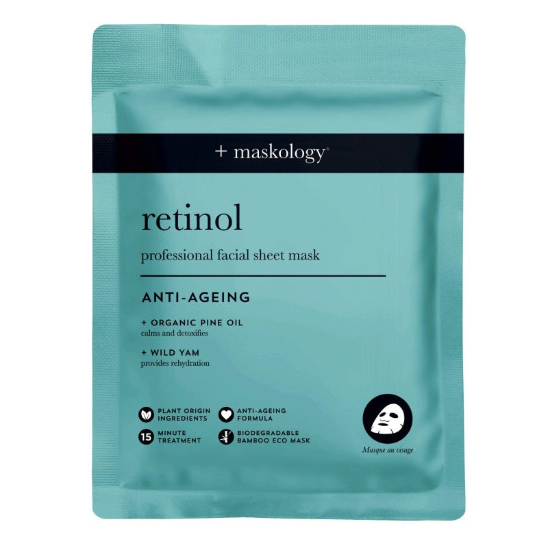 MASKOLOGY, RETINOL Professional Sheet Mask Lakštinė veido kaukė su retinoliu, 22ml