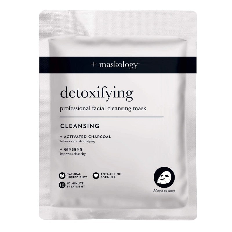 MASKOLOGY, DETOXIFYING Professional Sheet Mask Valomoji lakštinė veido kaukė, 20ml