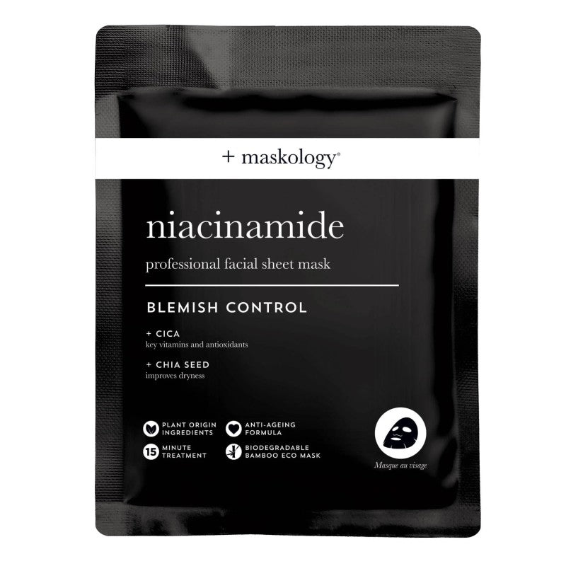 MASKOLOGY, NIACINAMIDE Professional Sheet Mask Lakštinė veido kaukė su niacinamidu, 22ml