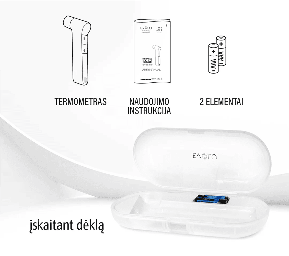 EVOLU Infraraudonųjų spindulių termometras, 1 vnt.