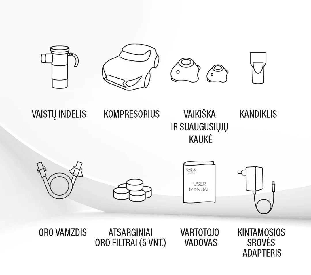 EVOLU kompresorinis inhaliatorius Super Car, 1vnt