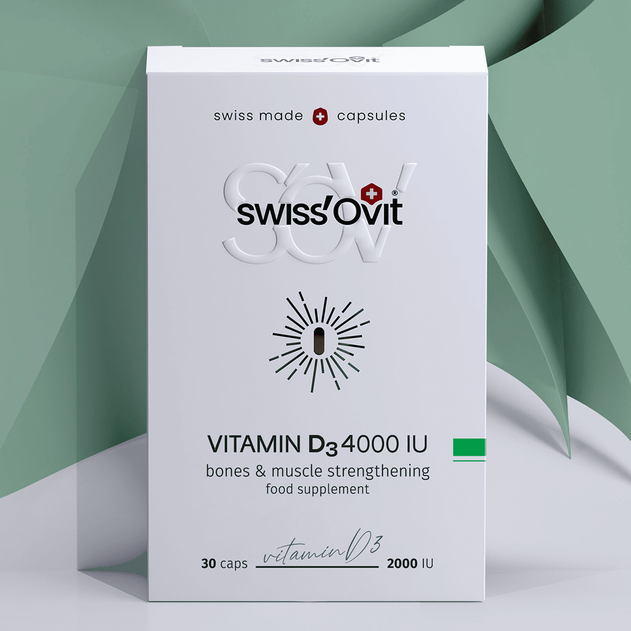 SwissOvit Vitaminas D3 4000IU, 30 kapsulių