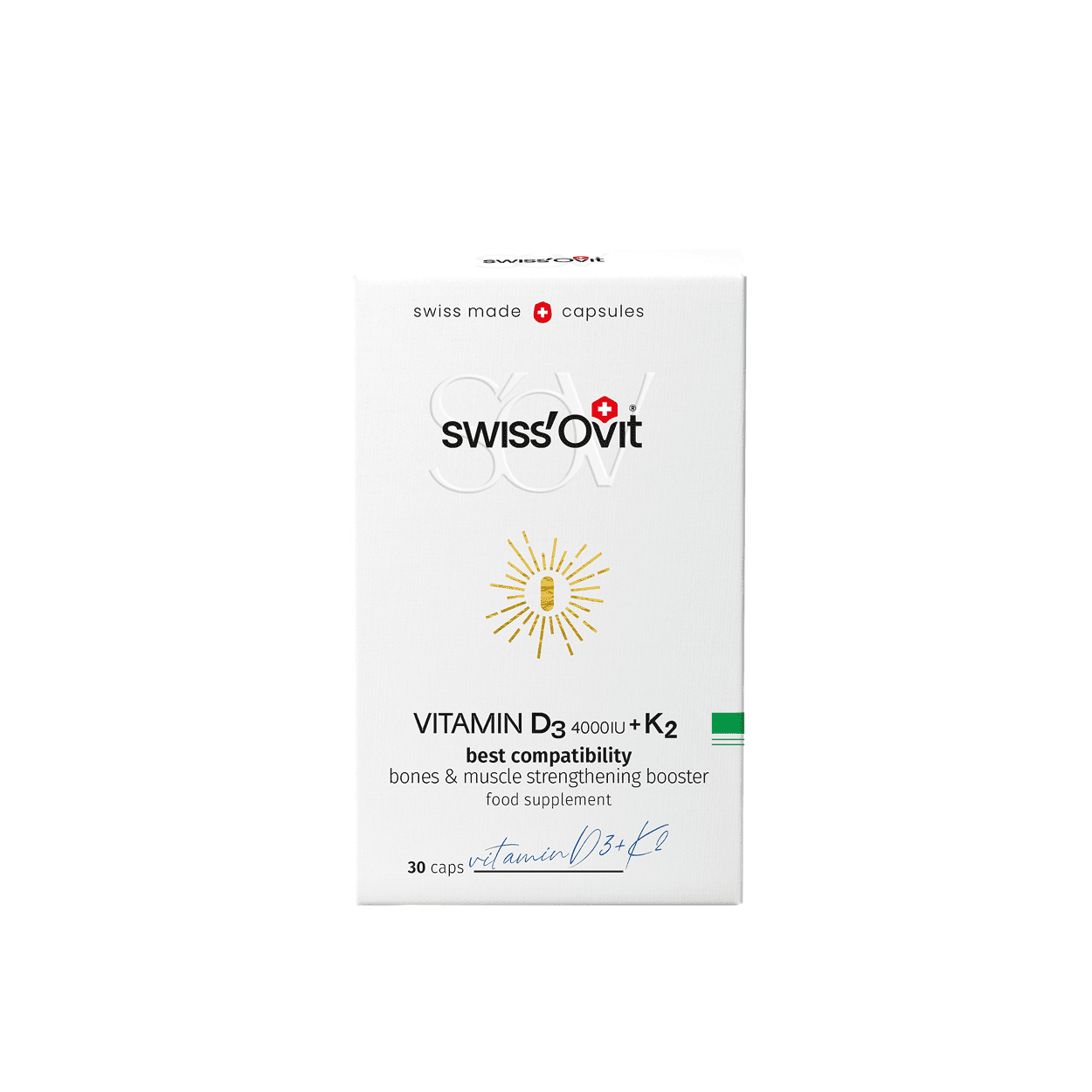 SwissOvit Vitaminas D3 4000IU+K2, 30 kapsulių